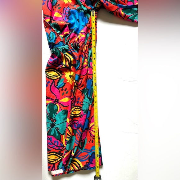 Cupshe Floral Print Peasant Sleeve Mini Dress Sz Medium Lightweight V Neck - Picture 9 of 9